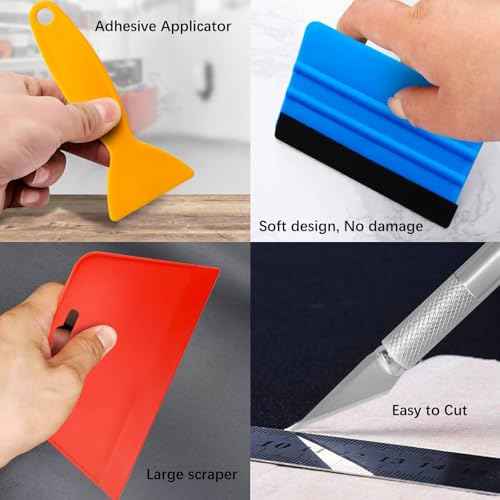 Heroad Wallpaper Smoothing Tool Kit for Applying Peel and Stick Wallpaper, Contact Paper, Shelf Liners, Vinyl Backsplash Tile, Bathroom, Window Film - Blue Tape Measure