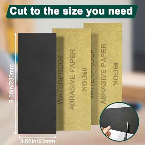 20PCS Sand Paper 360 Grit Sandpaper Sheets, 9 x 3.6 Inch Wet Dry Sandpaper Sheets, Sand Paper for Metal, Wood Furniture, Automotive and Crafts