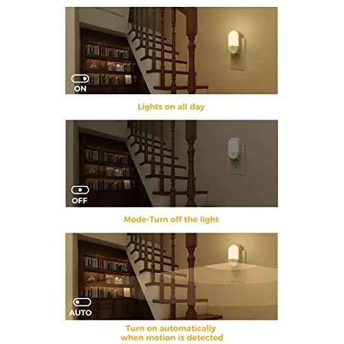 L LOHAS LED Motion Sensor Night Light, 2Pack, Motion Activated Night Light, Night Lights Plug into Wall Motion Sensor, 3000K Warm White, Adjustable Brightness 30/60LM, for Kids Adults Bathroom Bedroom