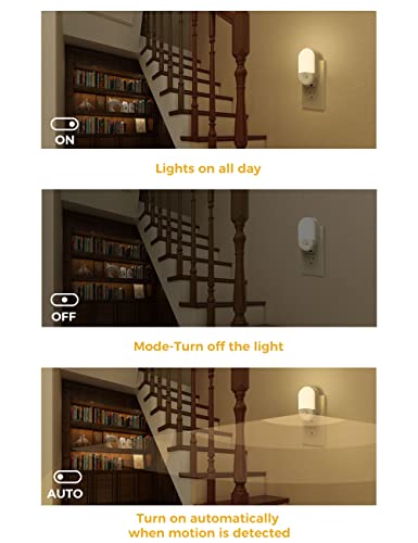 L LOHAS LED Motion Sensor Night Light - Soft White, 2 Brightness Levels, Auto/On/Off Modes
