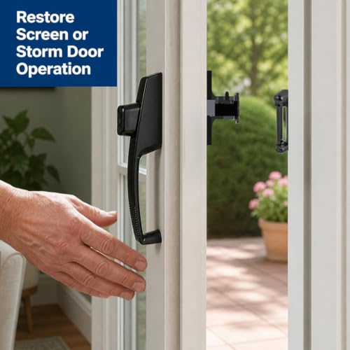 Prime-Line Black Screen & Storm Door Push Button Latch Set Night Lock - Fits 1-1/4 in. Doors