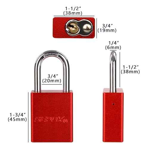 SEPOX¢ç Ultra-Durable Anti-Rust Outdoor Padlock - Red Aluminum 38mm 1-1/2" with Long Shackle & 3 Big Keys Ideal for Gate, Storage, Locker, Fence & Lock-Out, High Security