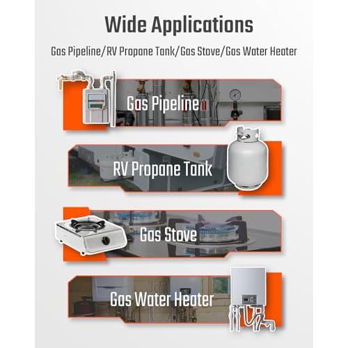 Natural Gas Detector, TopTes PT299 Gas Leak Detector with Extendable Rod, Portable Propane Sniffer for Detecting Combustible Leaks Like Methane & Butane for Home, RV (Includes Battery x2) - Orange