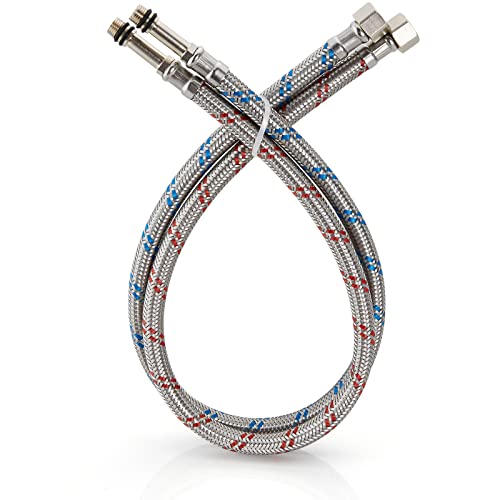 Midanya 32-Inch Stainless Steel Sink Hose 3/8” Female x M10 Male Faucet Supply Line - Pack of 2
