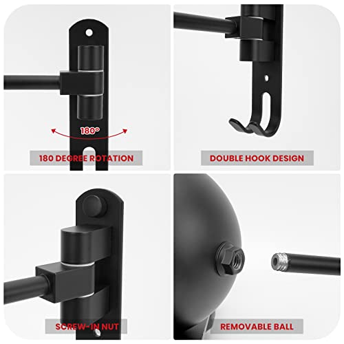 Black LIFXIZE Wall Mount Helmet Holder with 180° Swivel for Motorcycle & Sports Gear