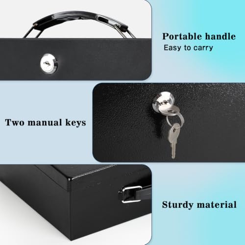 Large Fireproof Document Safe Box with Key Lock - Black, xydled