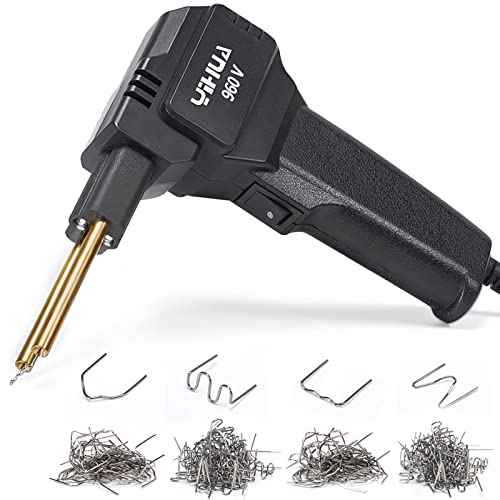 YIHUA 960-V Portable Plastic Welding Kit Hot Stapler with LED Light, 200 Hot Staples, Assistive Cutter for Plastic Crack Repair, Car Bumper Repair, Gas Tank Plastic Repair, Handy Tool for Car Dash