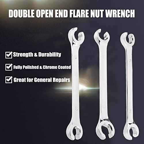 Flare Nut Wrench, 8mmx10mm Metric Double Open End, High Carbon Steel and Chrome Plating, for Household Maintenance and General Repairs