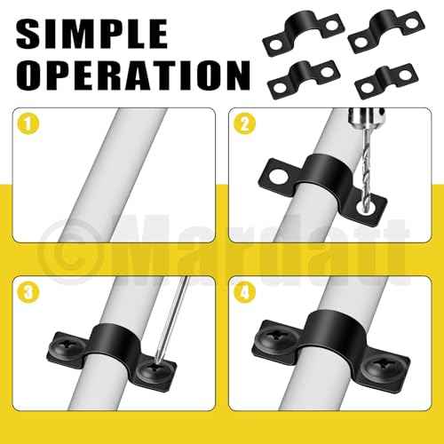 25 Set 3/8"(10mm) Two Hole Pipe Strap Clamp, Carbon Steel Rigid U Bracket Clamps U-Tube Strap Clamp Conduit Clamps with Self-Tapping Screws for Pipe Fixing, Black