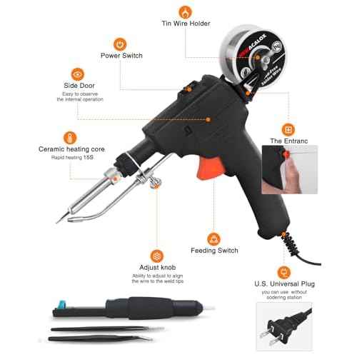 Soldering Iron Kit, NEWACALOX Soldering Gun Automatic Hand-held Solder gun Iron Kit Welding Tool, Desoldering Pump, Tweezers for Circuit Board, Home DIY, Electronic Repair