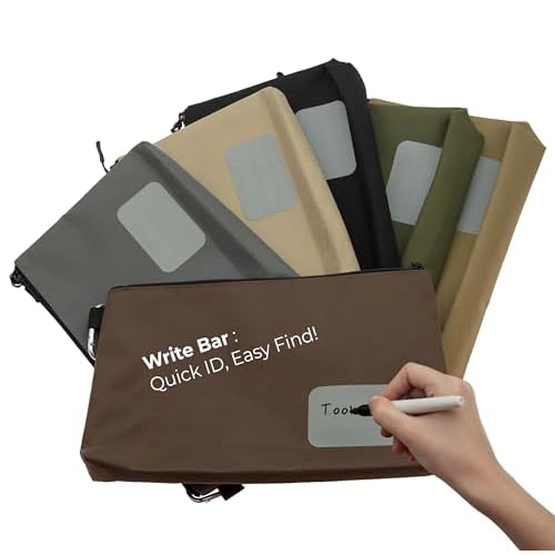 COREFLEX Premium Tool Pouch Zipper Bag, Small Tool Bag, Multipurpose Storage pouch, Heavy duty Flat Bottom Tool bag with YKK Zipper (6 pack Large 12inch)
