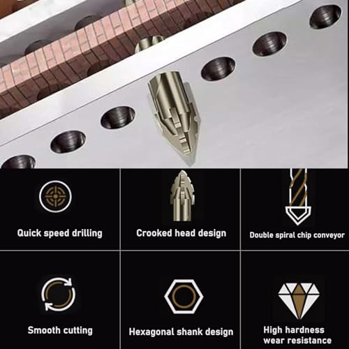 High Strength Eccentric Twist Drill Bit,for Stone,Glass,Concrete,Wood,Brick,Metal,Four Blade Serrated Drill Bit Set(6/6/8/10/12mm)