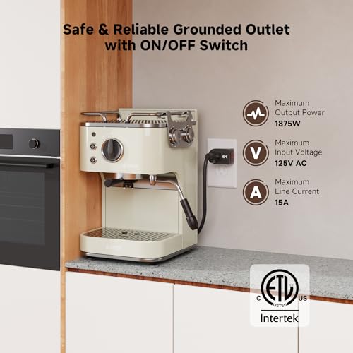 [ETL Listed] Cable Matters 3-Pack Grounded Outlet Switch with Power Button - Black