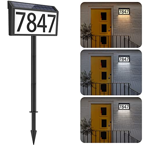 MAXvolador Solar Address Sign with 3 Light Modes - Waterproof House Number Plaque (Variation 1)
