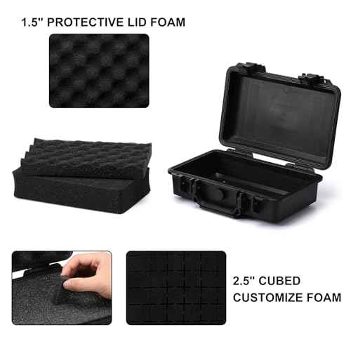 Mayouko Portable Tool Box with Shock- Proof Sponge, Water Proof Grade IP67, Waterproof Hard Case with Foam Insert, Shockproof Carrying Case, Explosion Proof Box, 11.6"L¡¿8.3"W¡¿3.9"H