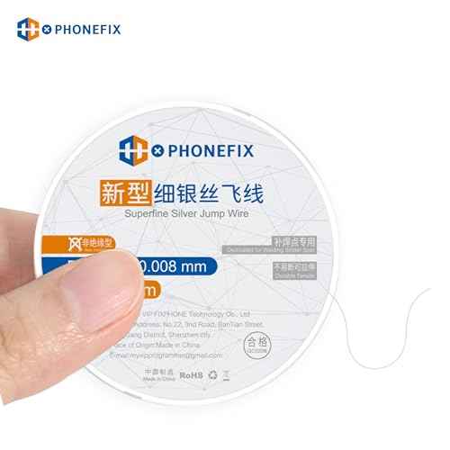 Non-Insulated 0.008mm 120M Superfine Silver Jump Wire, Phone Motherboard Fingerprint Jump Wire Soldering Pure Copper Conductor Wire for iPhone PCB BGA Soldering Repair