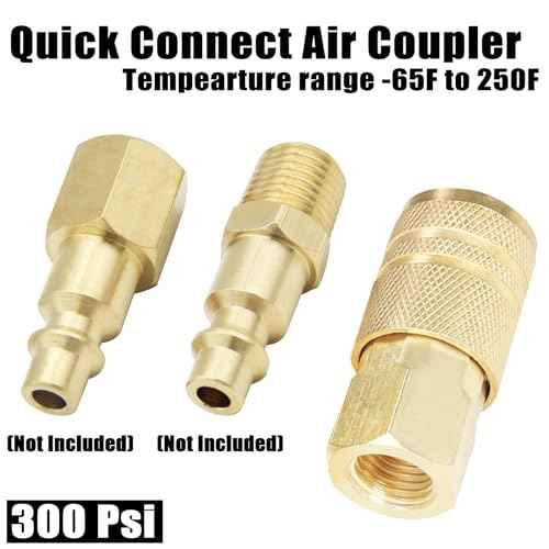 Air Hose Fittings Brass Industrial Coupler 1/4-inch NPT Female Thread Compressor Quick Connect Fittings For Professional Jobsites and Automotive Shops I/M Style 2 Piece