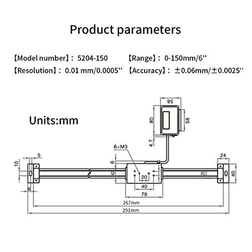 Digital LCD Linear 0-150mm/0-6inch Accurate Readout Lathe Scale for