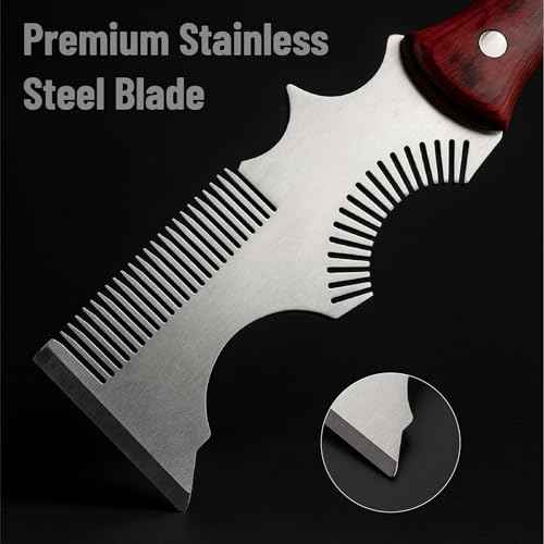 Bates- 8-in-1 Painters Tool, Wooden Handle, Stainless Steel Paint Brush Cleaner Tool, Paint Brush Comb