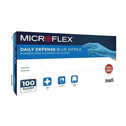 Ansell MICROFLEX 10-733 Daily Defense Disposable Nitrile Gloves for Cleaning, Food Prep, First Aid