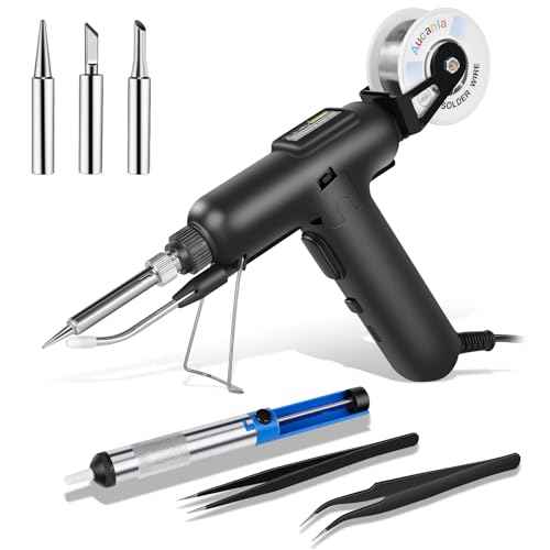 Soldering Iron Kit, 80W 110V Automatic Soldering Gun with Ceramic Heater, 8-in-1 Fast Heating Soldering Kit Includes Iron Tips, Solder Wire, Desoldering Pump, Tweezers for Repairs and DIY