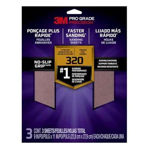 3M SandBlaster Advanced Sanding Sheets, 150 Grit, No-Slip Grip Backing, 9 x 11 Inch, 4 Sheets Pack (Wood, Metal, Drywall Sandpaper)