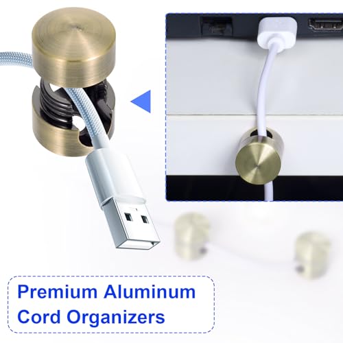 SmallCat 3 Sets Antique Copper Cord Holders with Adhesive & Screws for Cable Management