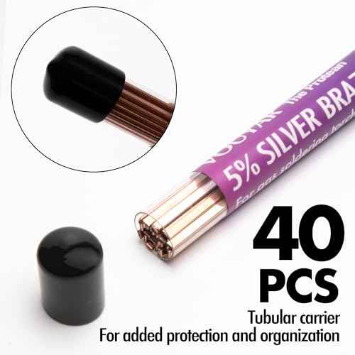 40 Sticks Brazing Rods Bcup-3 5% Silver Solder Phos Copper Brazing Alloys Flat Welding Rods Industry 0.050" x 1/8" x 10" for Air Conditioning Refrigerator Cold Storage HVAC Units