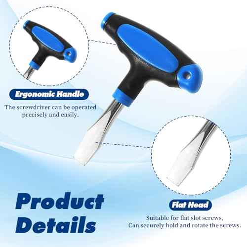 Large Flat Head Screwdriver 10 mm T Handle Flathead Screw Drivers Assembly Tool Small Flat Head Screwdrivers for Slotted Screw Used On Quick Release Plate or Camera Tripod Monopod, Wide Blade