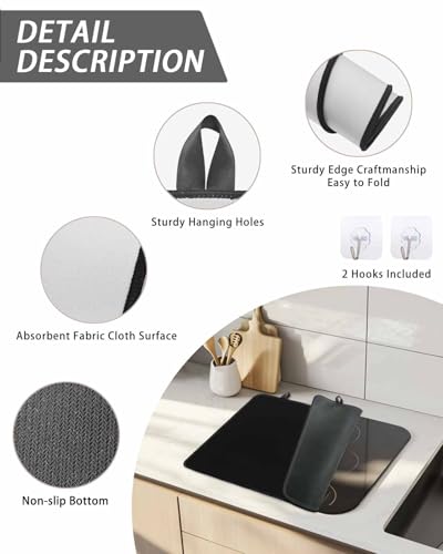 PIEPLE 24x21 Black Heat-Resistant Glass Cooktop Protector | Stovetop Cover Mat