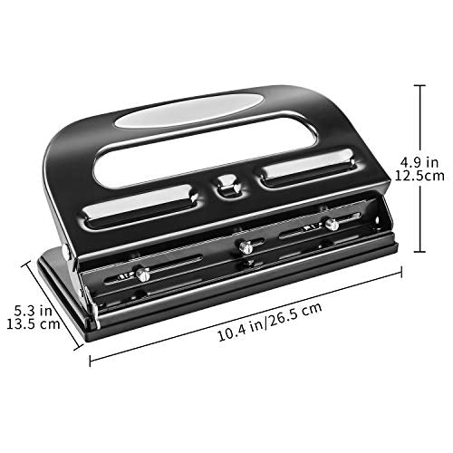 Amazon Basics Semi-Adjustable 3-Hole Punch 30 Sheets Capacity - Black, 2/3-Hole, 1 Pack