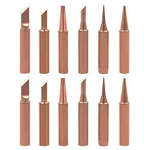 Mesee 12 Pcs Soldering Iron Tip Kit, Lead-Free Copper 900M Solder Tips Replacement Welding Head Tool Accessories for Hakko, Radio Shack, TENMA, ATTEN, Quick, Aoyue, Yihua Solder Station
