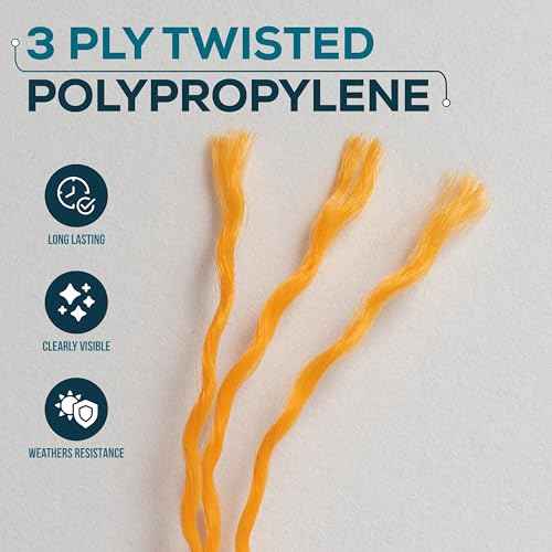 Orange Mason Line String with Handle ? 393ft, 1.3mm Thick Twisted Polypropylene ? Durable Construction Twine for Laying Bricks, Blocks, Fences in Gardening, DIY & Landscaping Projects