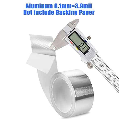 Aluminum Foil Tape, 2 inch x 65 Feet (3.9 mil), Insulation Adhesive Metal High Temperature Heavy Duty HVAC Tape, Silver for Ductwork, Dryer Vent, HVAC