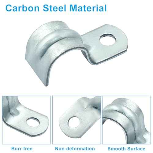 Biaungdo 30 Pcs M12 Rigid Pipe Strap, 1/2 Inch Zinc Plated Steel One Hole Strap Bracket Pipe Clamps Heavy Duty Conduit Clamps Tension Tube Clip Cable Clamp Hanger for Conduit, Pipe Fixing