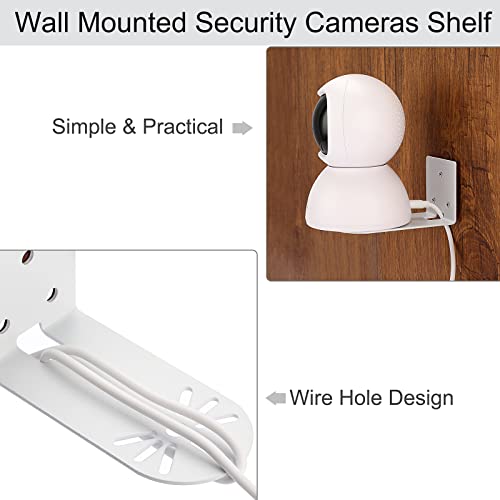 Sumnacon 2PCS Wall Mount Camera Shelf- Metal Small Wall Shelf with Adhesive,Universal Small Floating Shelf for Security Cameras, Speakers,White