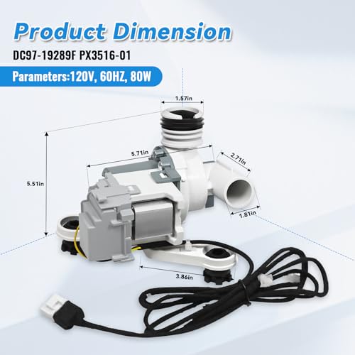 Samsung Washer Drain Pump Assembly DC97-19289F for WA40/WA45/WA48 Series