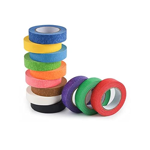 Lichamp Colored Tape, 12 Rolls Colorful Masking Tape Painters Color Craft Tapes for Labeling Classroom, 0.6 inch x 15 Yards (45 Feet) Per Roll (Total 180 Yard, 540 Feet)