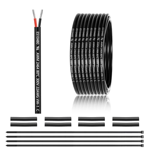 ENERJOUR 25FT 22 AWG 2 Conductor Electrical Wire UL2464 Tinned Copper Cable