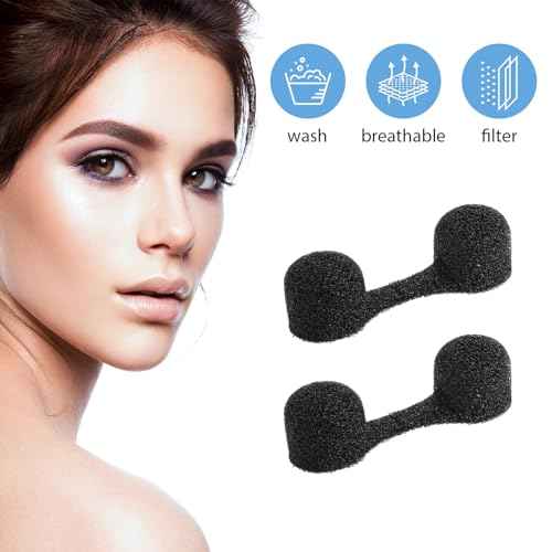 100 Pieces Nose Plug Filter Disposable Nose Dust Filters Bulk Sponge Nostril Filters for Spray Tanning Welding Dust Allergies DustConstruction Areas (Black)
