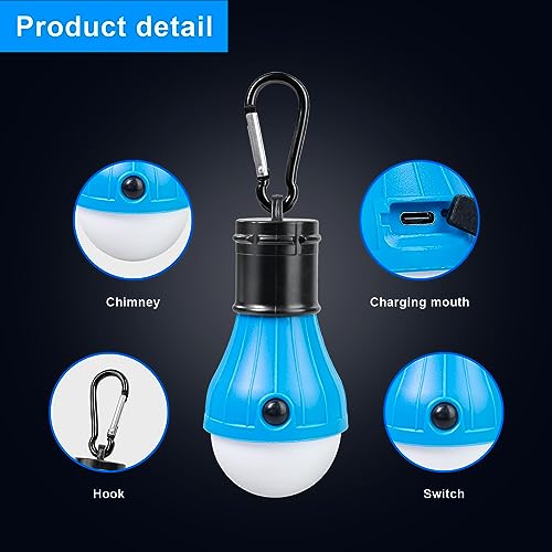 Jarxin 4 Pack USB Rechargeable LED Camping Lanterns - Black Outdoor Tent Lights