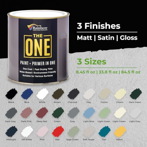 THE ONE All-In-One Paint & Primer - Black Matte, 8.5 Fl Oz / 250ml - One Coat Indoor & Outdoor Wall, Floor, Furniture