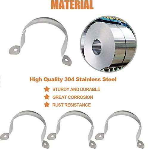 2.5inch 5Pcs Two Hole Stainless Steel U-Tube Clamp Connecting Ring Hose Clamp-Bracket Stainless Steel Tube Strap Tension Clip-Heavy Duty Rigid Pipe Strap Clamp Inner Dia 2.5inch Water Pipe (73mm)