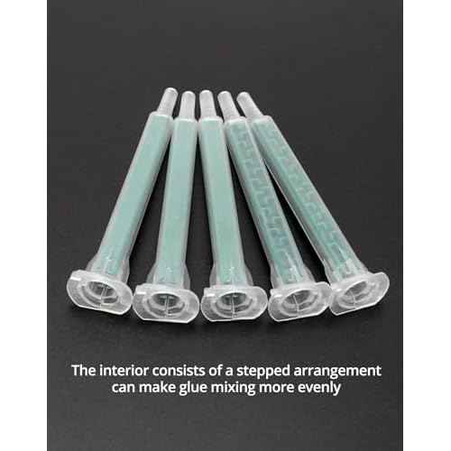 QWORK Static Mixing Nozzle Tip, 50 Pcs Mixing Epoxy Adhesive Applicator Nozzle,Mixer Plastic Resin Mixing Tip for AB Gun 50ml/1.7oz(1:1/1:2Ratio)