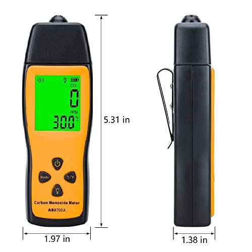 Handheld Portable Carbon Monoxide Meter, Portable CO Gas Leak Detector, Gas Monitor Tester 0¢¦1000ppm, 1PPM Resolution(No Battery Included)
