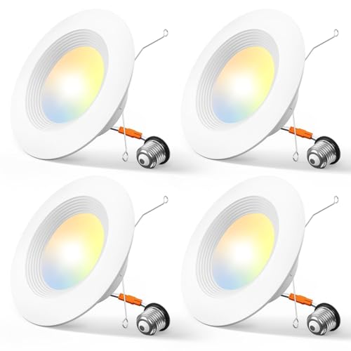 Amico 6 Inch White LED Recessed Lighting Kit 5CCT Dimmable Retrofit Can Light