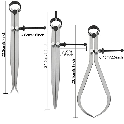 Acrux7 3Pcs 8 Inch Long Spring Caliper Set, Carbon Steel Outside