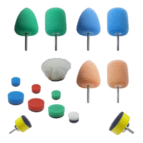 16PCS Mini Buffing Polishing Pads Kit, Yellow Sponge Detail Polisher Pads for Rotary Tools & Tight Areas, Wheel Hub Cleaning Tool, Compatible with Glass, Stainless Steel, Plastic, Ceramic