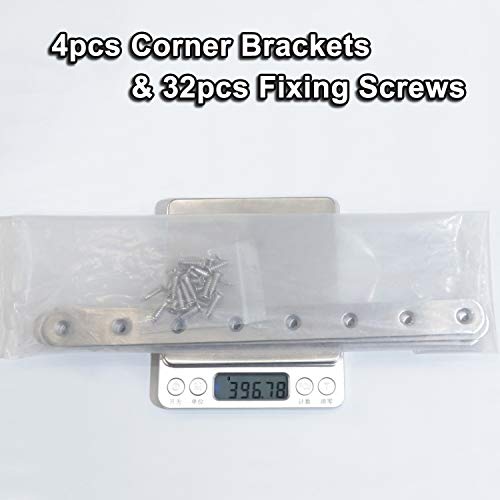 245mm Stainless Steel Flat Brackets Set with Screws - 4 Pack