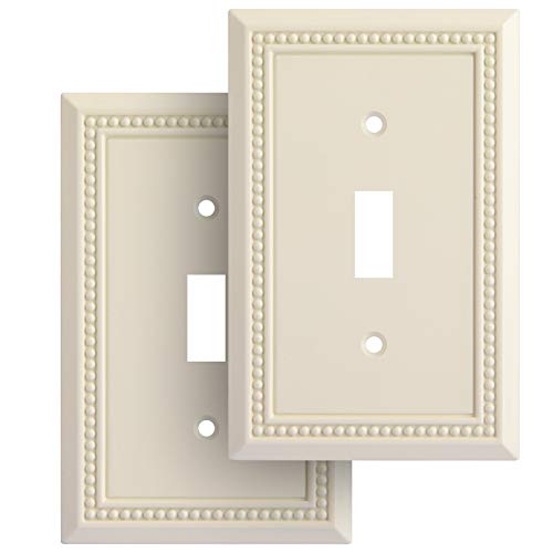 Henne Bery Sunken Pearls Decorative Wall Plate Light Almond Single Toggle 2PK